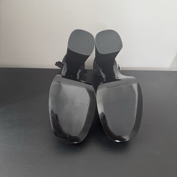 Modatope Women’s Black Satin Platform Chunky Block Heel Platform Pump Size 8 - Picture 8 of 8